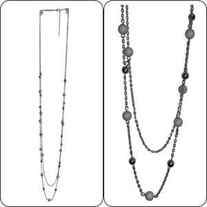 Necklace with pale purple and silver beads.